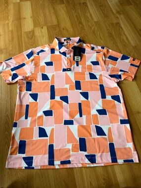 Bad Birdie NWT “Catalina” men’s polo shirt orange with great designs size 2XL
